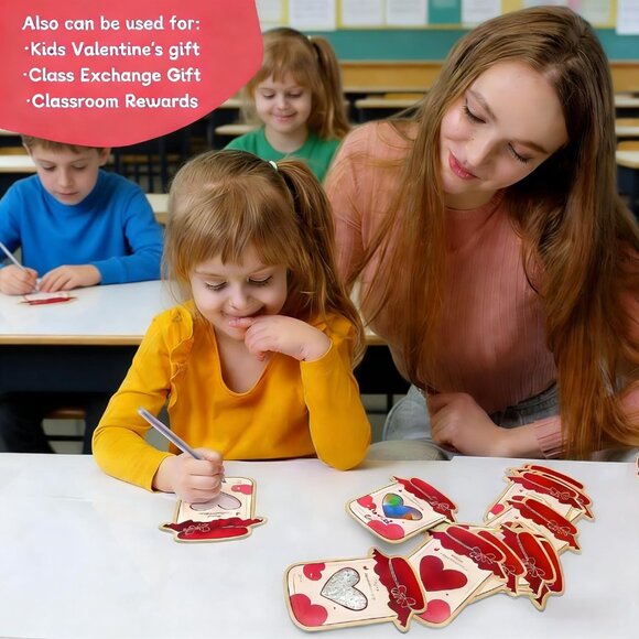 Valentines Day Cards for Kids School - 50 Pack Mason Jar Happy Valentine's Day C - Picture 2 of 8